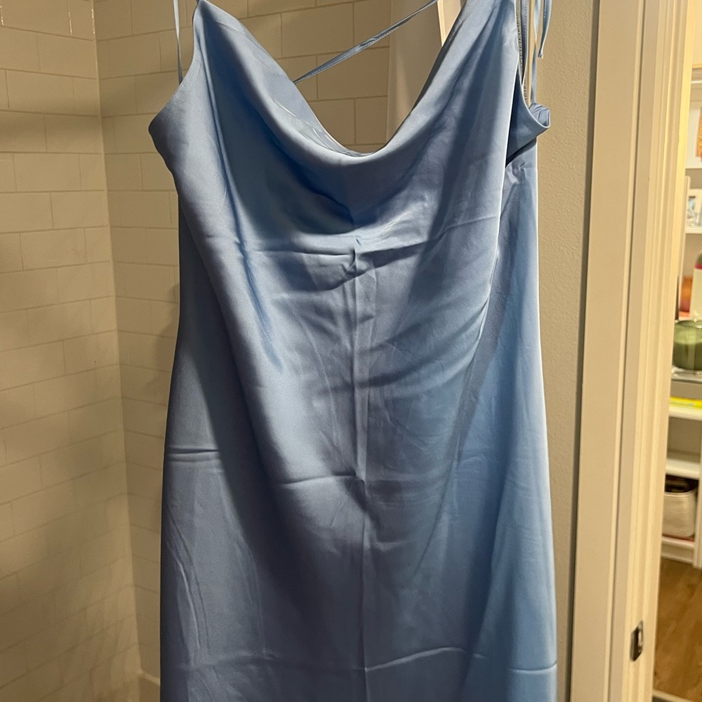 Elegant Blue Satin Dress